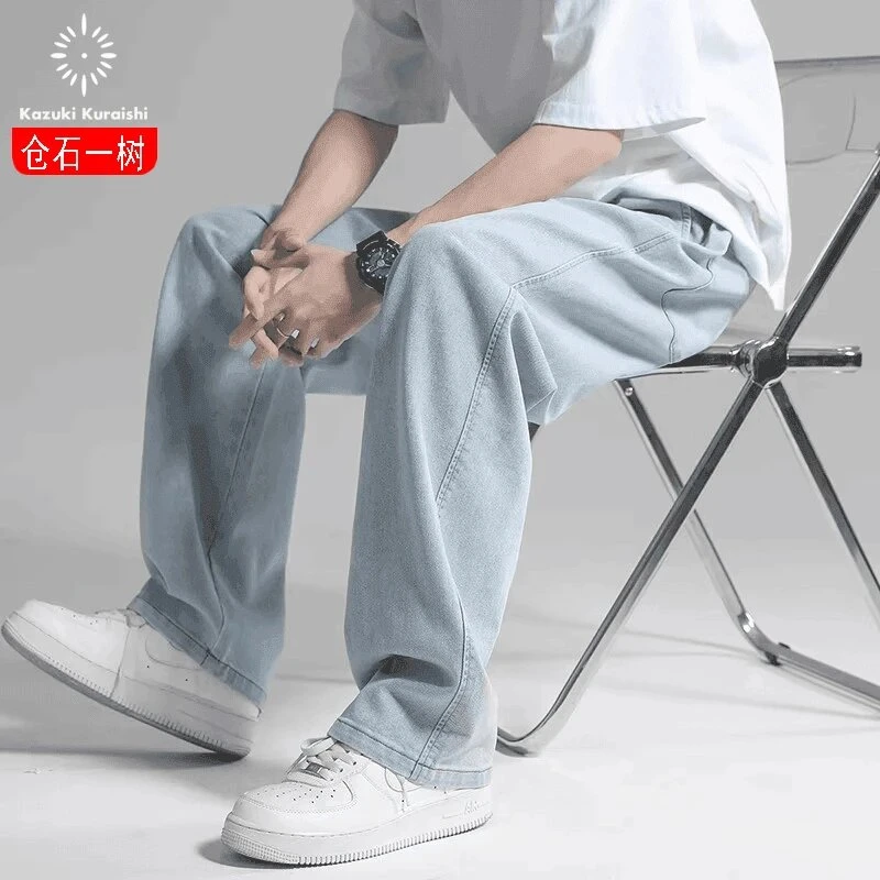 仓石一树潮牌美式牛仔裤男2025夏季薄款宽松直筒休闲裤垂感长裤子