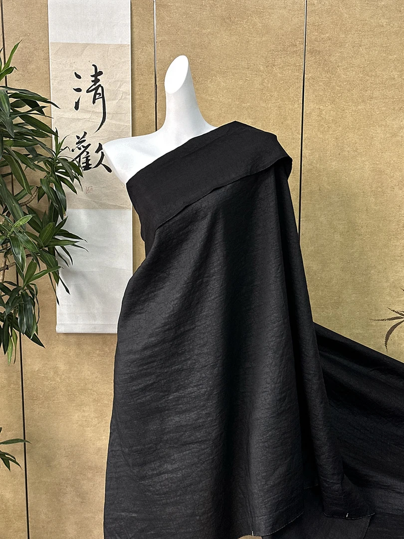 〖电力纺龟纹〗香云纱双黑110门幅26姆米左右 桑蚕丝面料布料