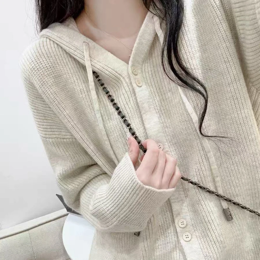 董小姐/长袖连帽衫慵懒风毛针织衫厚款秋季网红