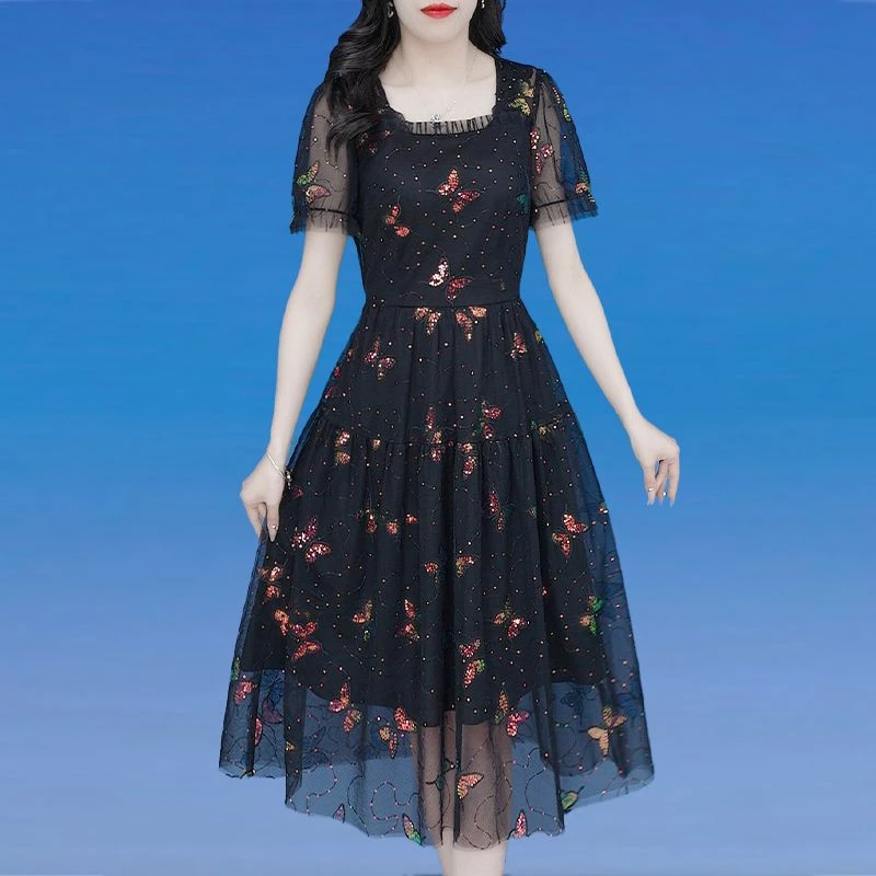 【现货】CY1259黑色连衣裙轻奢女神范百搭气质时尚复古显瘦裙子