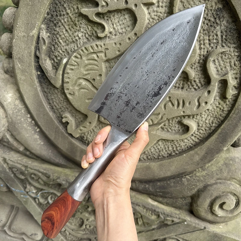 炮弹钢手工锻打斩切两用菜刀鱼头刀斩鸡鸭鹅厨师商用专业锋利厨刀