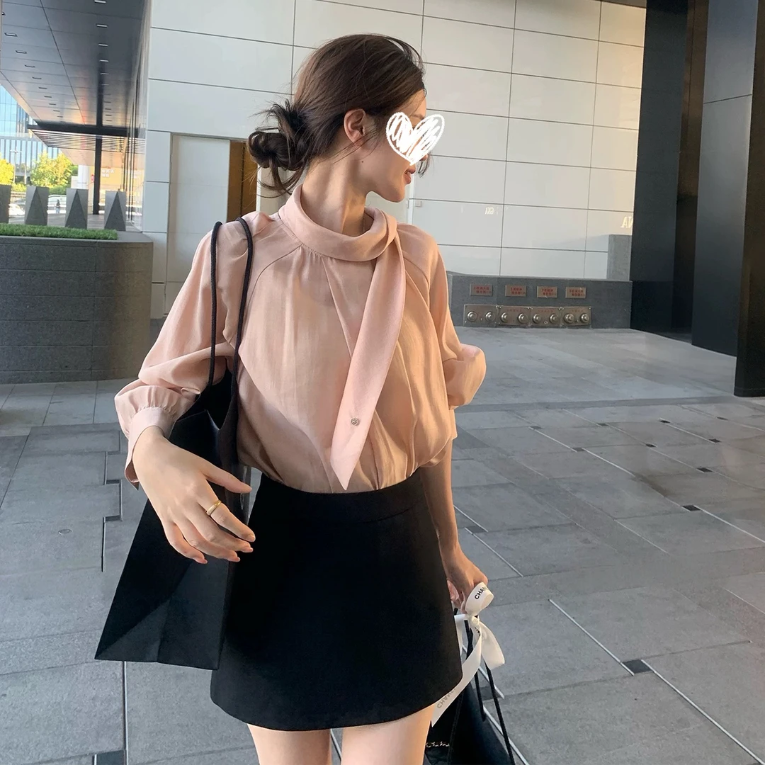 粉色法式小资上衣长袖衬衣秋季2025新款衬衫女高级感轻奢减龄洋气