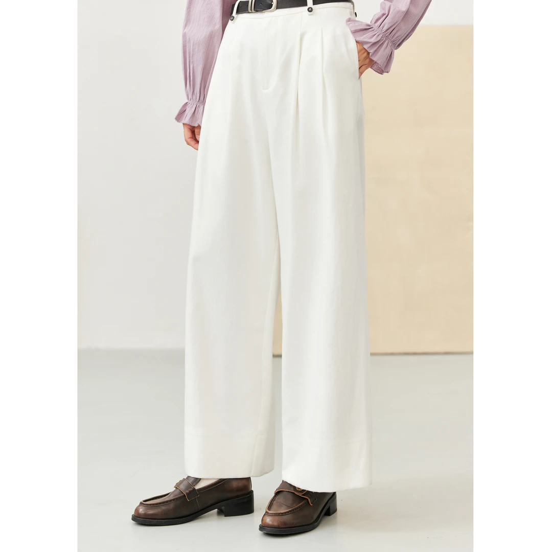 紫涵莱赛尔阔腿裤女2025秋季通勤高腰宽松显瘦休闲裤Z5Z07BS203