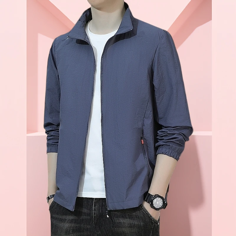 男士夏季薄款立领速干透气防晒防紫外线户外宽松运动夹克外套休闲