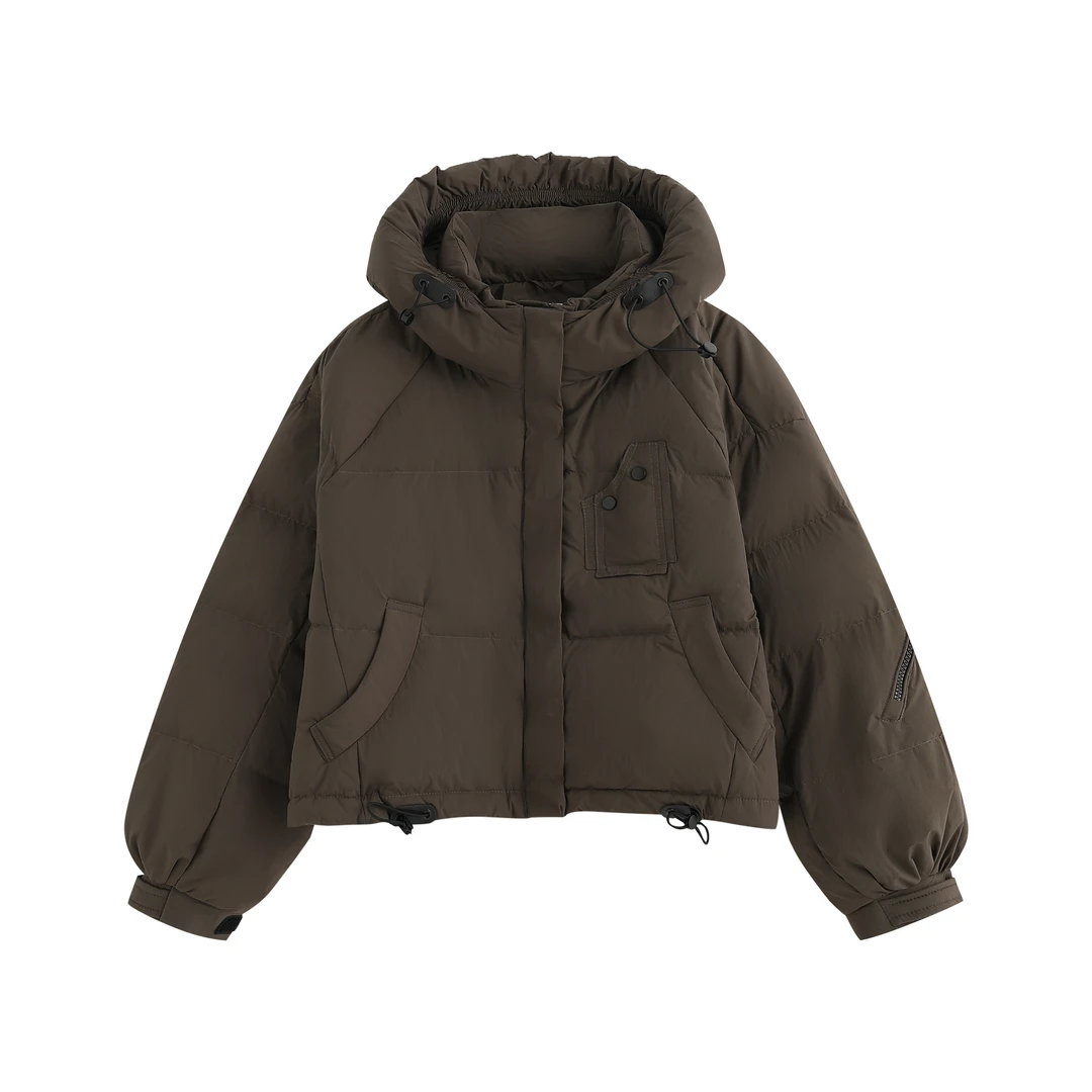 短款韩系加厚连帽宽松保暖羽绒服D24802