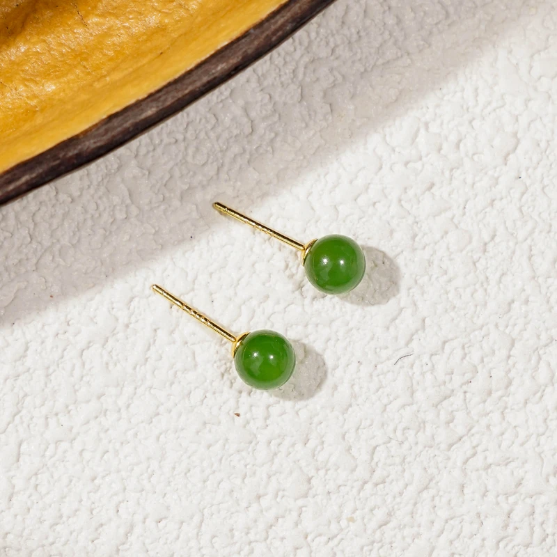 【纳福】碧玉耳钉925（天然珠宝多样性发其一）