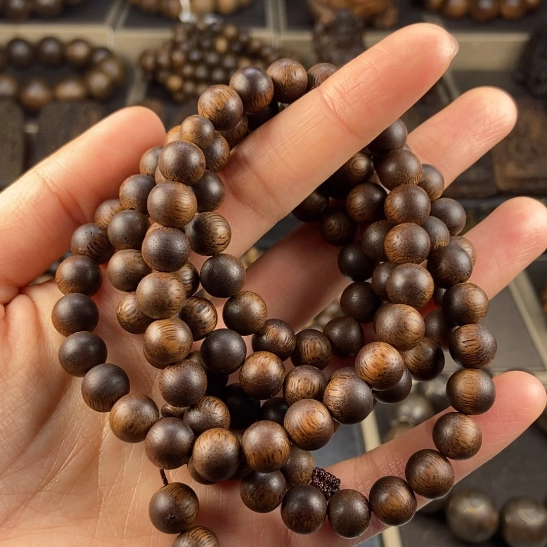 沉香手串沙****#越南芽庄白棋楠老料