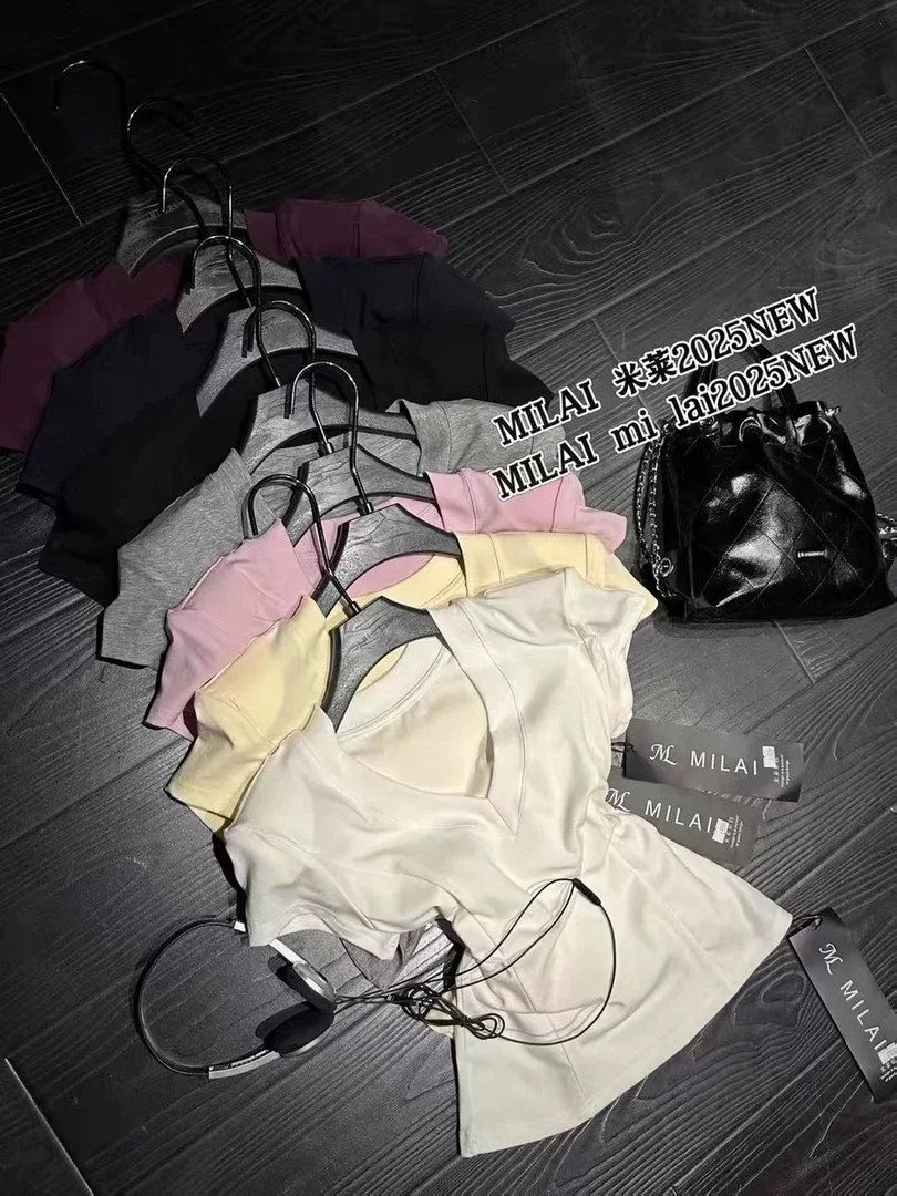 【肉总】基础款V领修身显瘦收腰上衣27233