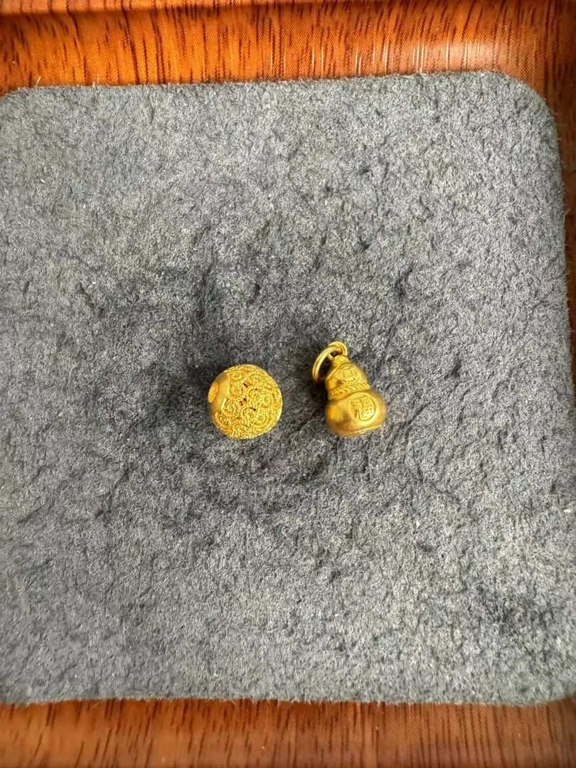 足金999 古法工艺花丝珠葫芦吊坠