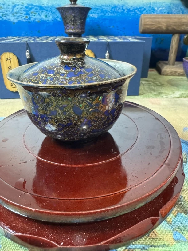 高端大漆百花两才盖碗