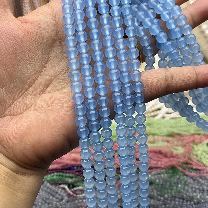 未镶嵌玛瑙/玉髓珠宝半成品一条6mm海蓝宝