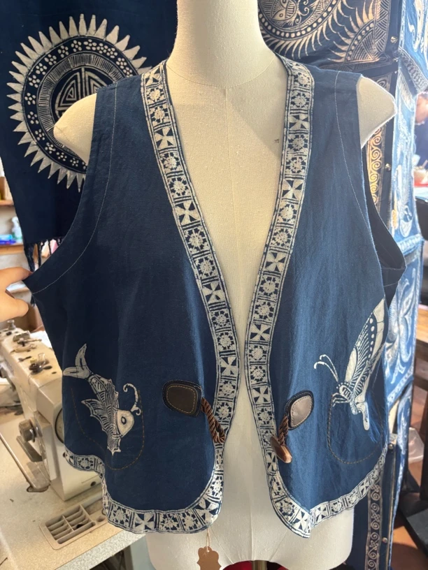 黔东南非遗手工植物蜡染开衫马甲女士夏季