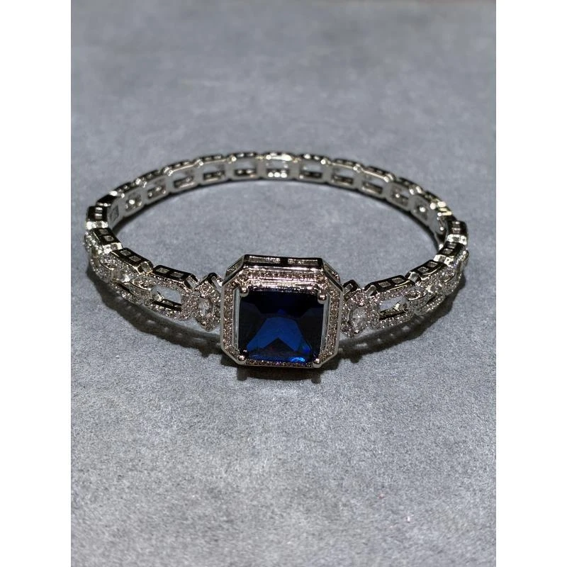 培育蓝宝石WW-094 时尚轻奢高端定制豪镶手镯