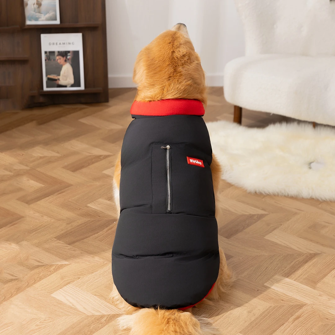 秋冬季狗狗中大型犬潮酷口袋大狗马甲加厚保暖棉衣金毛宠物狗衣服