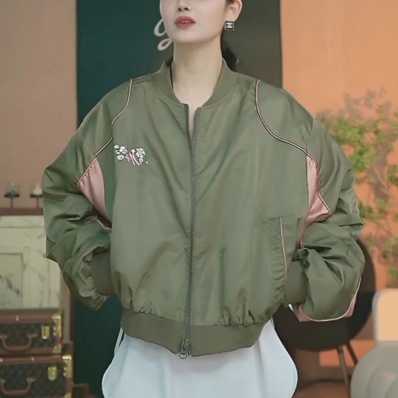 美式复古棒球服外套女2025春季新款时尚洋气刺绣百搭宽松短款夹克