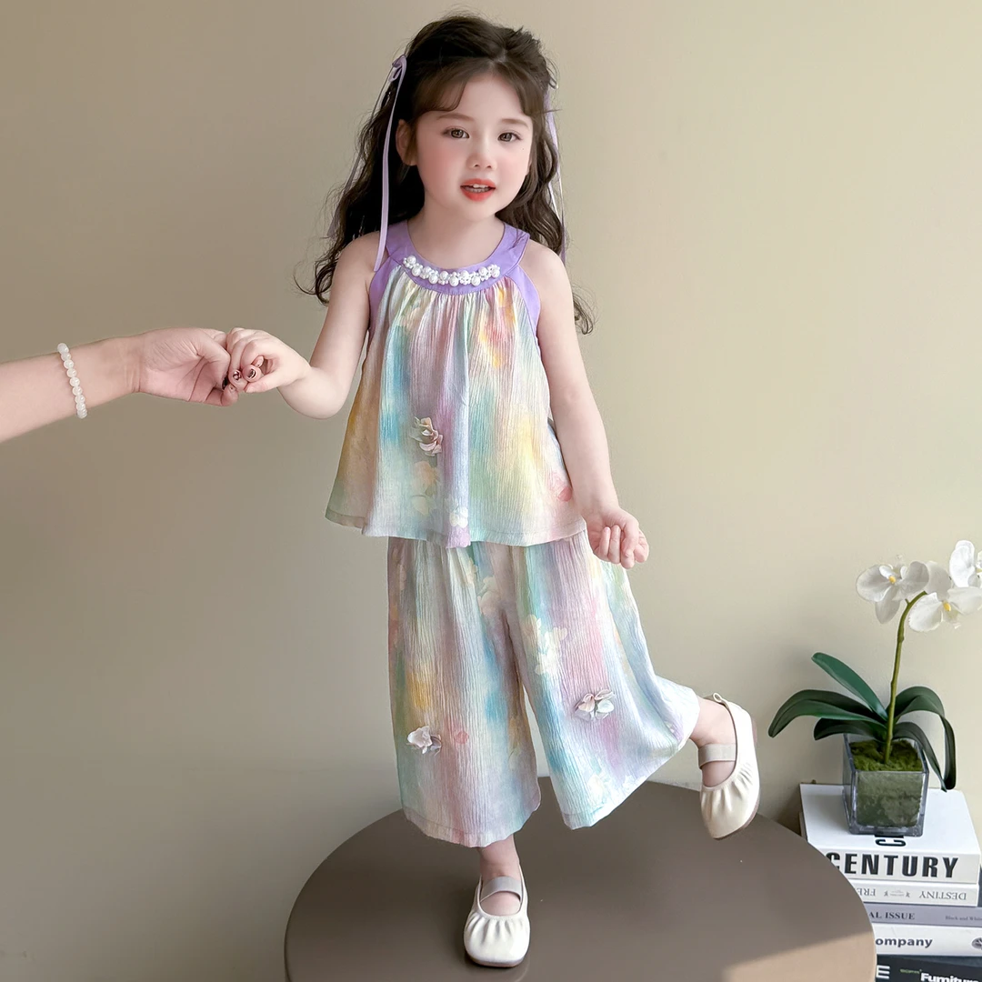 女童吊带套装夏季2025新款洋气儿童巨好看夏装小童宝宝两件套薄款