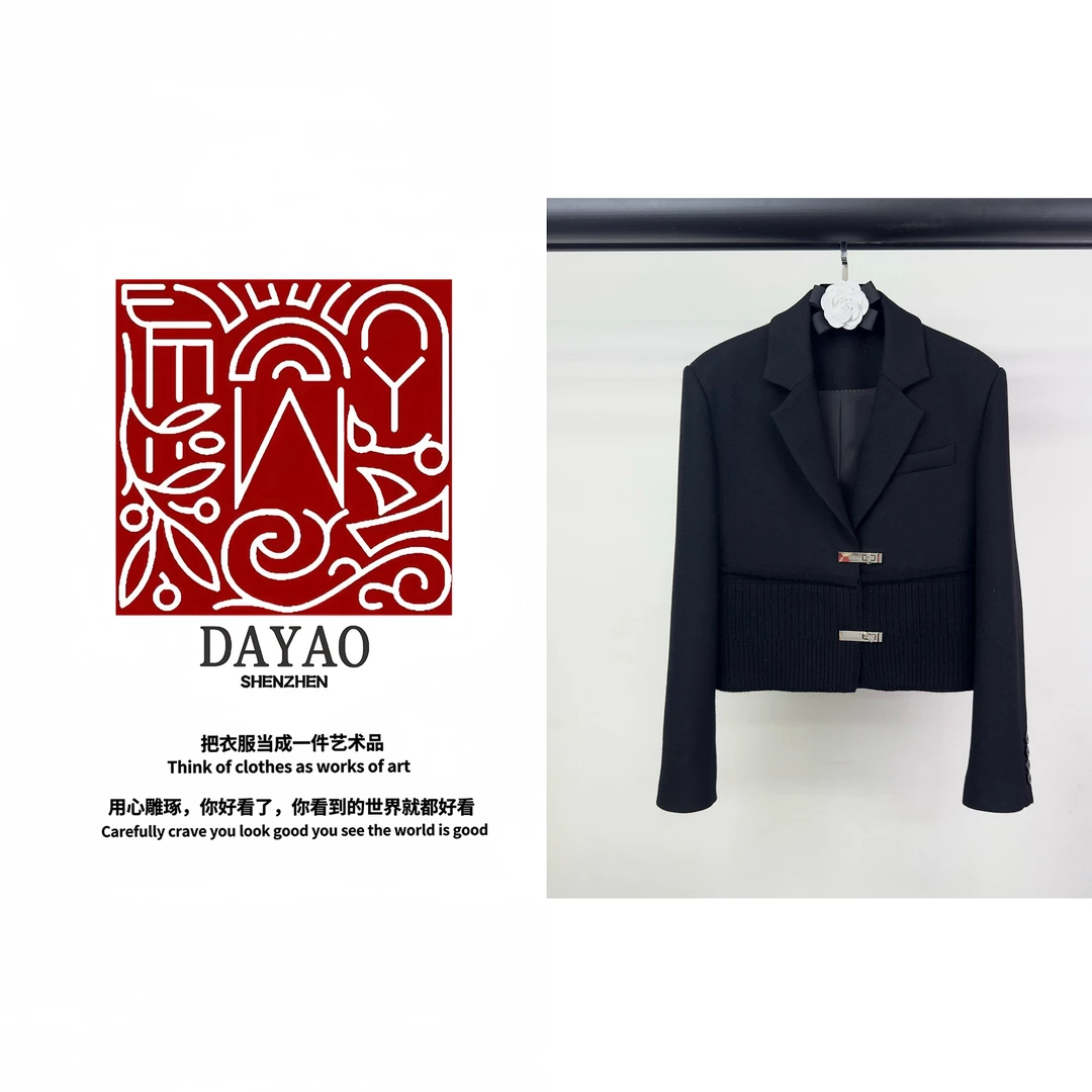 「DAYAO」24s秋冬新款黑色气质百搭短外套轻奢高端女装WYA24966