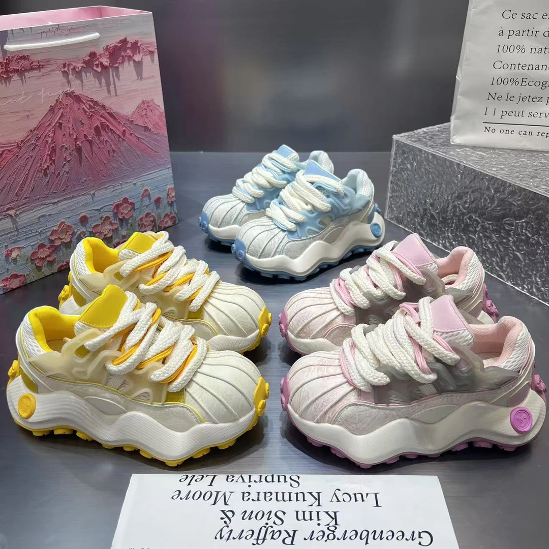 【涵/夏日泡芙】欧洲站松糕百搭贝壳头厚底鞋女2025夏季新款增高