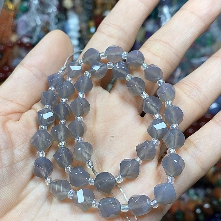 玛瑙/玉髓未镶嵌珠宝半成品玛瑙切面扭扭珠卡8mm