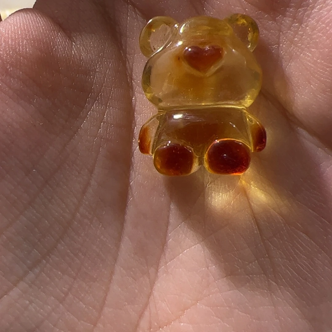 琥珀未镶嵌珠宝奇石沁色金珀小熊