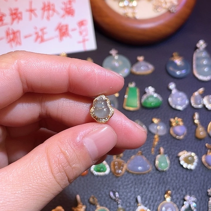 翡翠银S925镶嵌吊坠(不含链)天然翡翠