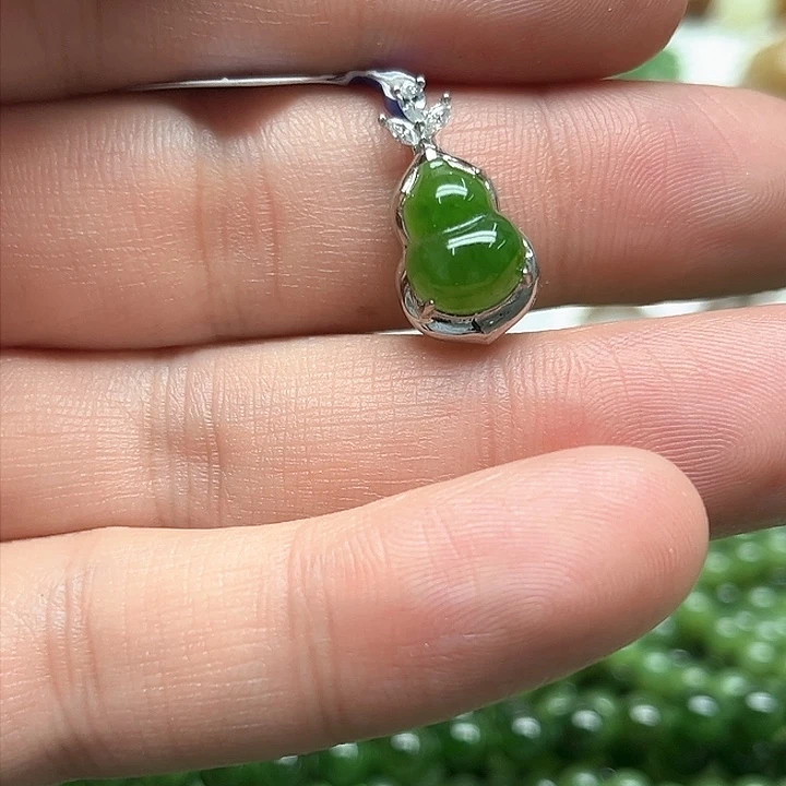 和田玉（碧玉）吊坠(不含链)银S925镶嵌