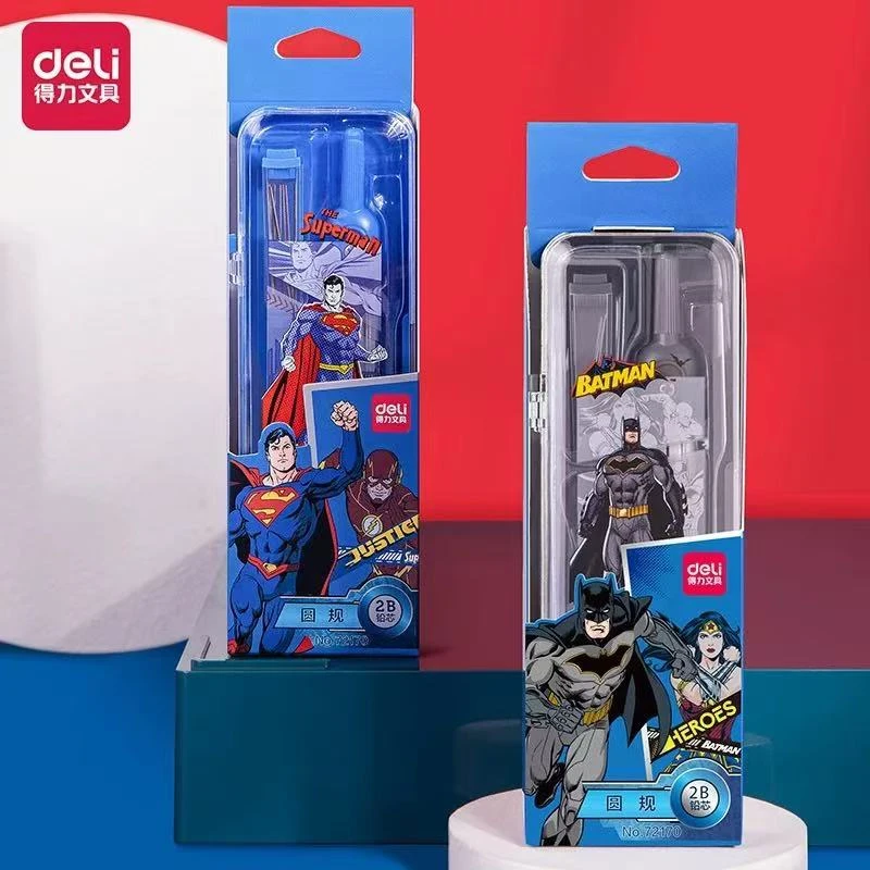 直播得力72170正义联盟金属卡通圆规