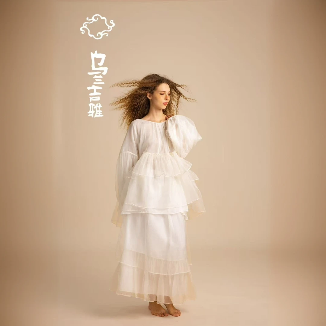 乌兰吉雅原创设计 清樱中长裙