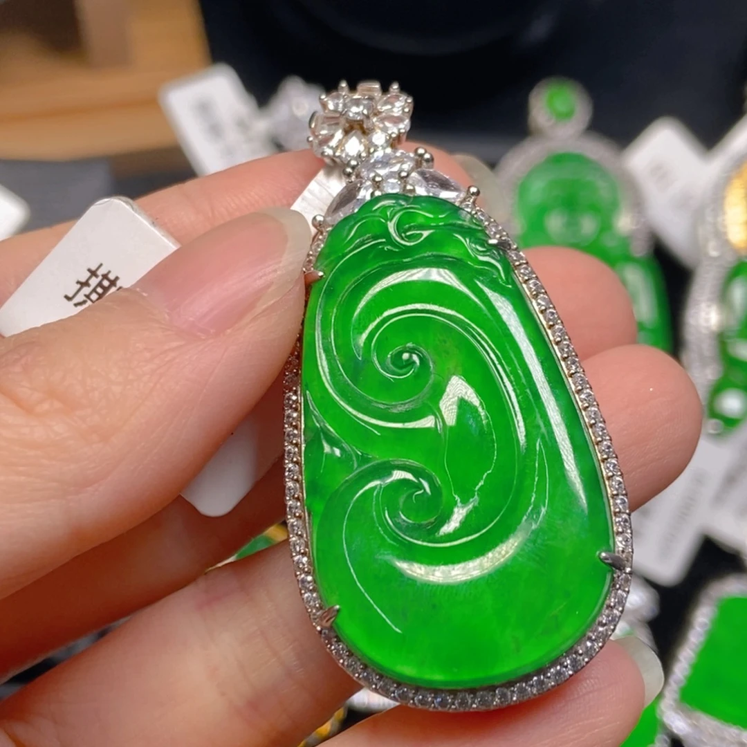 翡翠银S925镶嵌吊坠(不含链)