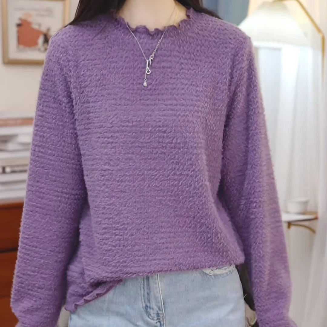 浪花朵朵】花边设计感正肩卫衣绒衫女士宽松长袖时尚打底单穿卫衣