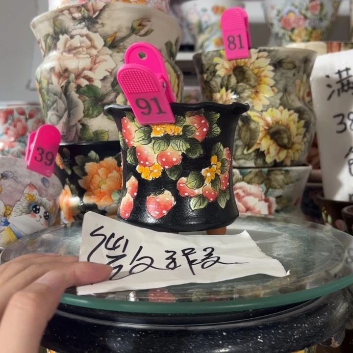 景德镇手绘花盆满38包邮偏远地区除外