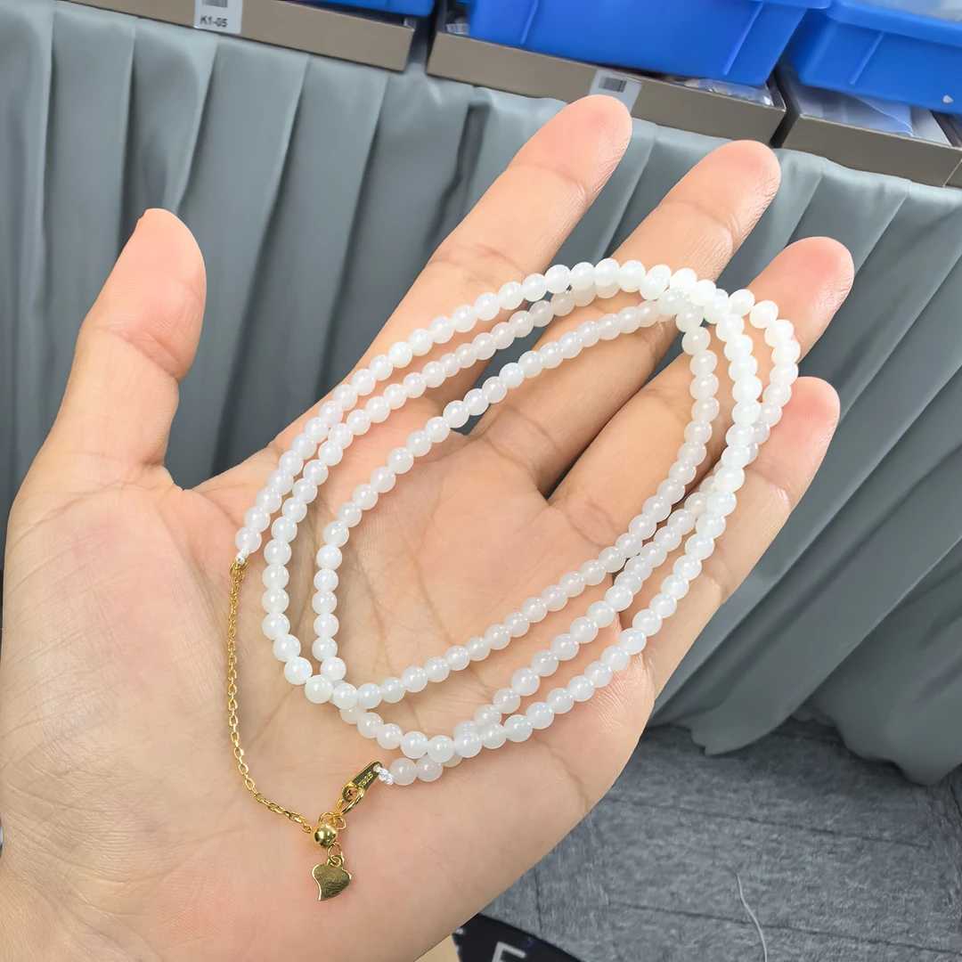 【珠宝厂长】约3.5mm+米达圆珠S925银尾链扣头项链
