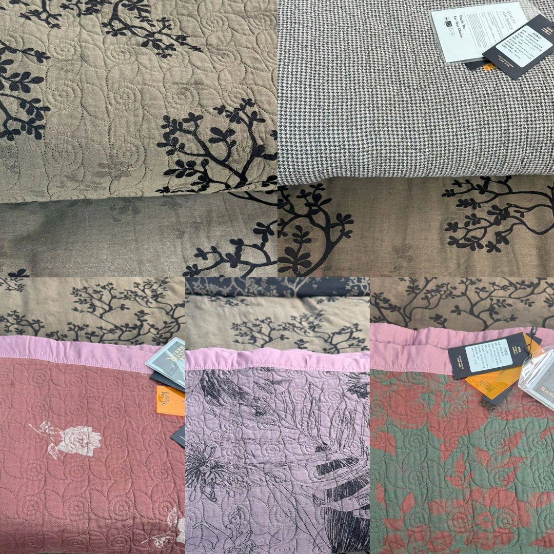 WY（温阳纺织）高档防滑中古国风双面棉直角多色多功能床盖