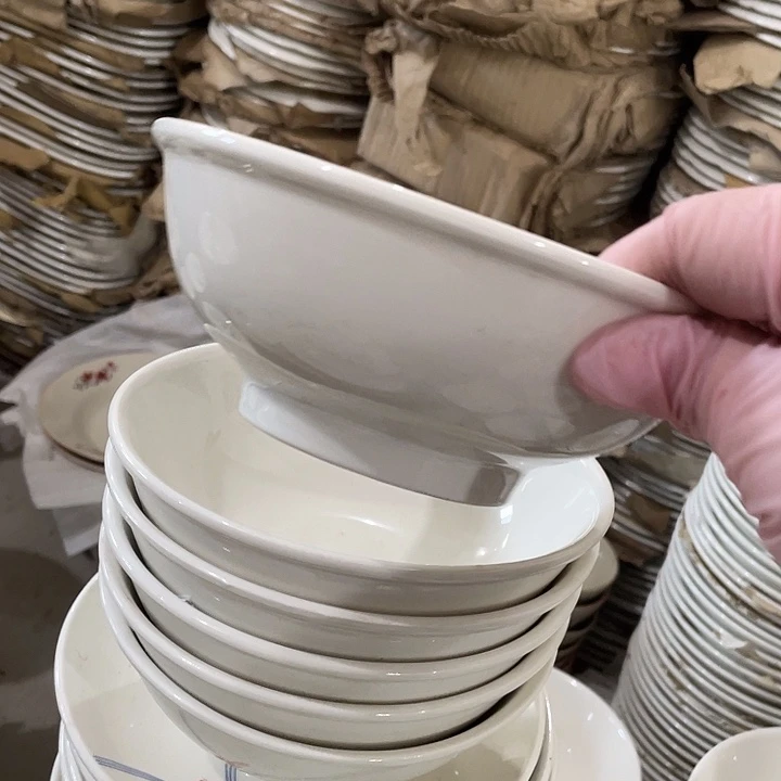 瓷片强化瓷高足碗6个 微瑕 口径16