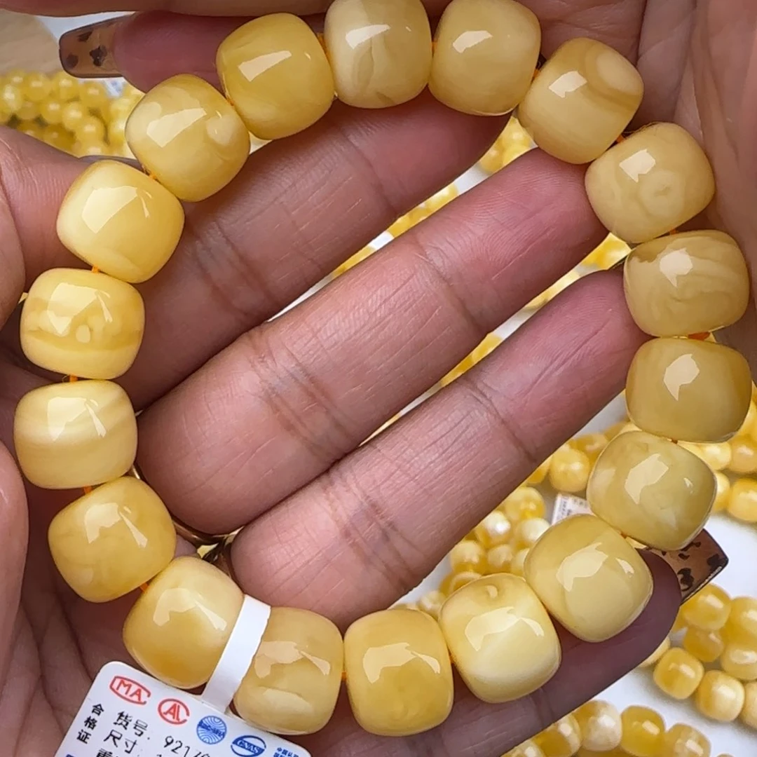 蜜蜡手链未镶嵌白花老型手串