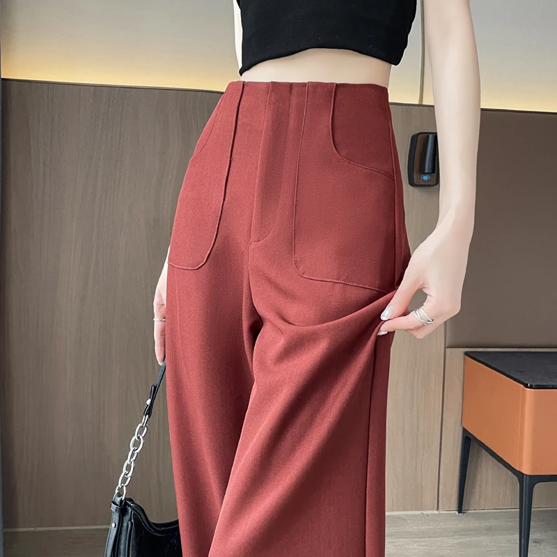 高级感西装裤女2025新款夏季高腰窄版直筒裤薄款垂感阔腿裤小个子