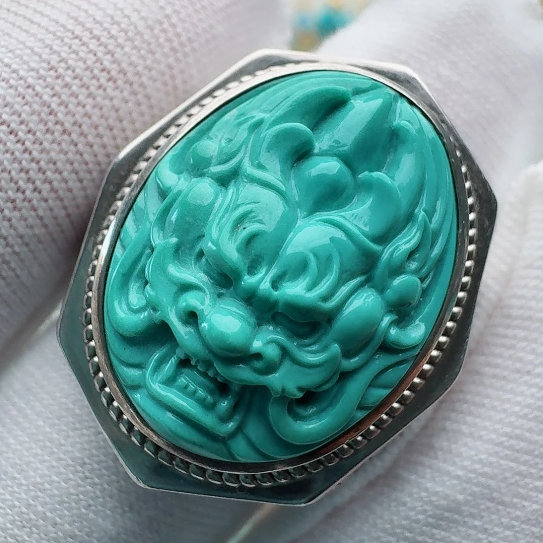 绿松石银S925镶嵌戒指