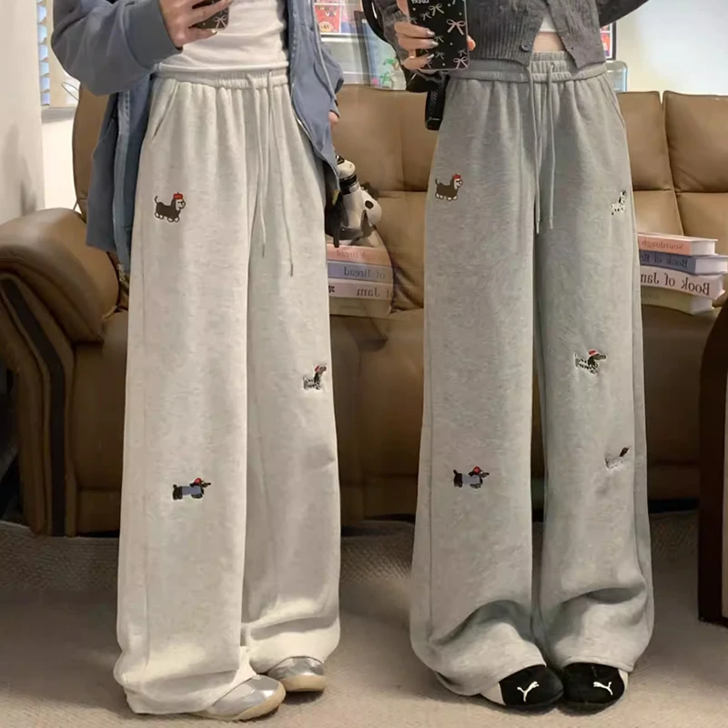 孕妇裤冬季加绒加厚腊肠狗裤子女秋冬运动卫裤小个子直筒阔腿长裤