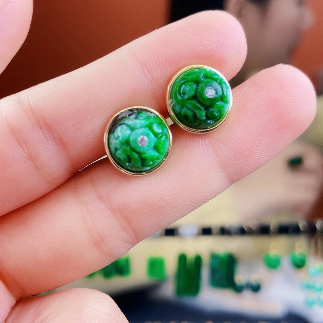 翡翠银S925镶嵌耳饰