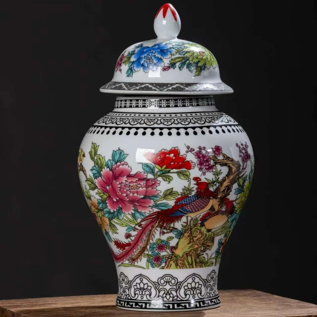 景德镇陶瓷酒瓶将军罐空瓶百鸟朝凤摆件酒坛2斤装