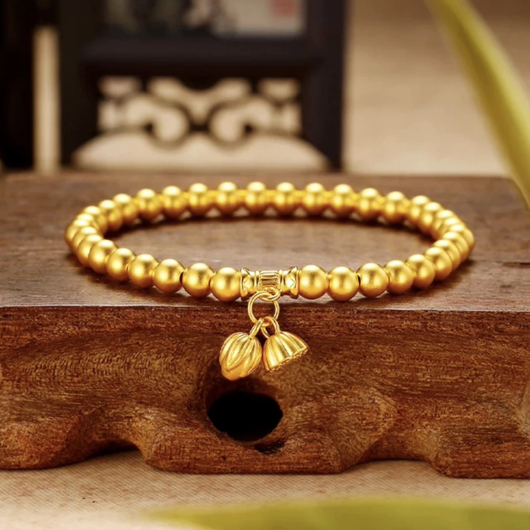 【旺旺金选】 足金999 卡5满串两世欢金珠 配件