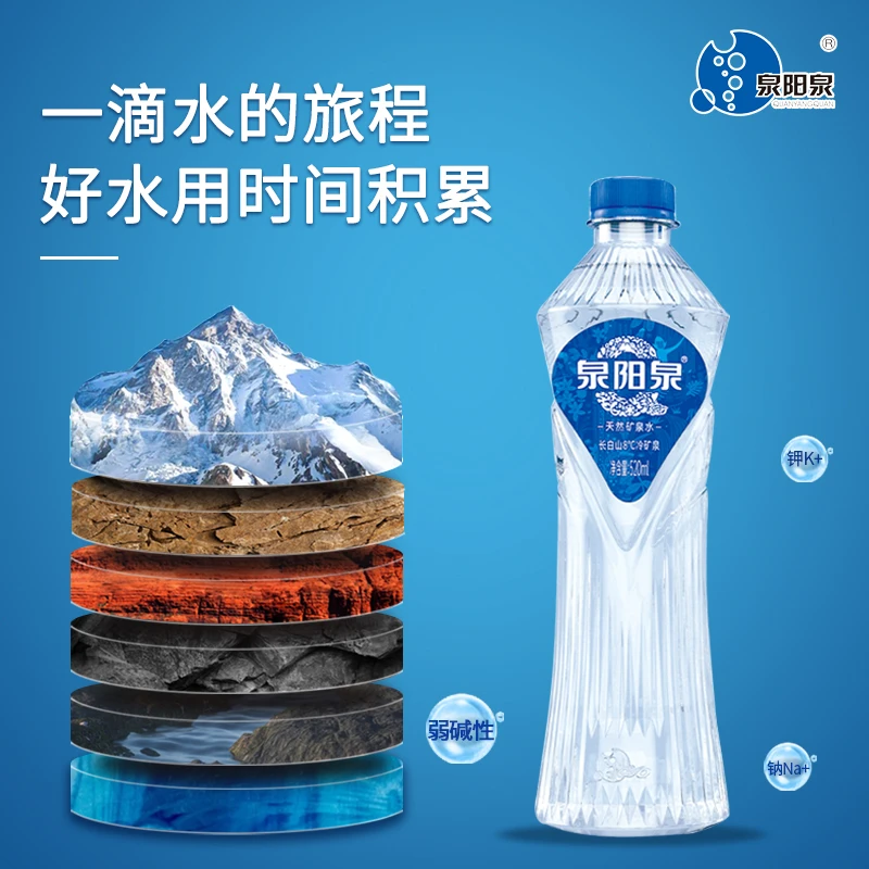 泉阳泉长白山天然8°℃520ml*24瓶整箱冷矿泉夏日饮用水