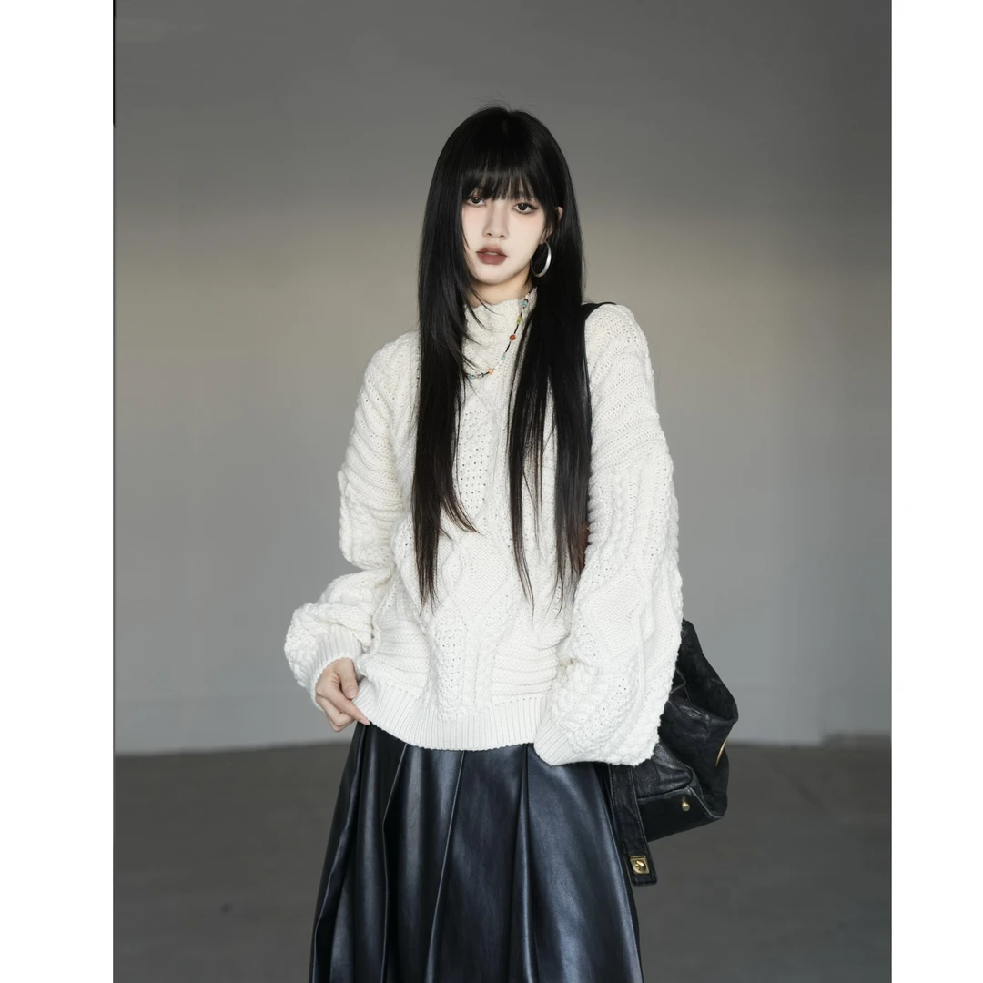 呆毛【12.13号/10.30新品】冬季氛围感慵懒宽松套头毛衣DMJ4878