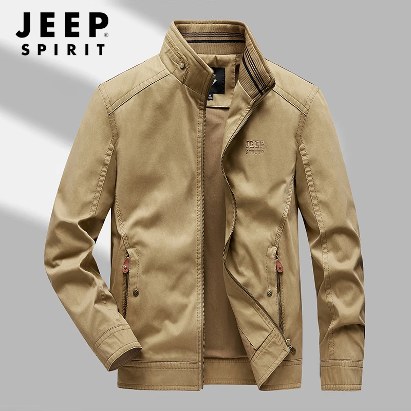 JEEP吉普春秋季男士夹克中年百搭高级感2025新款减龄纯棉工装外套