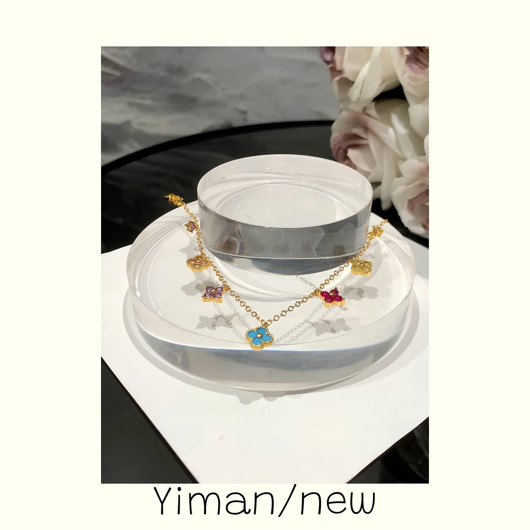 铜合金项链 彩色小花吊坠项链MZ3631