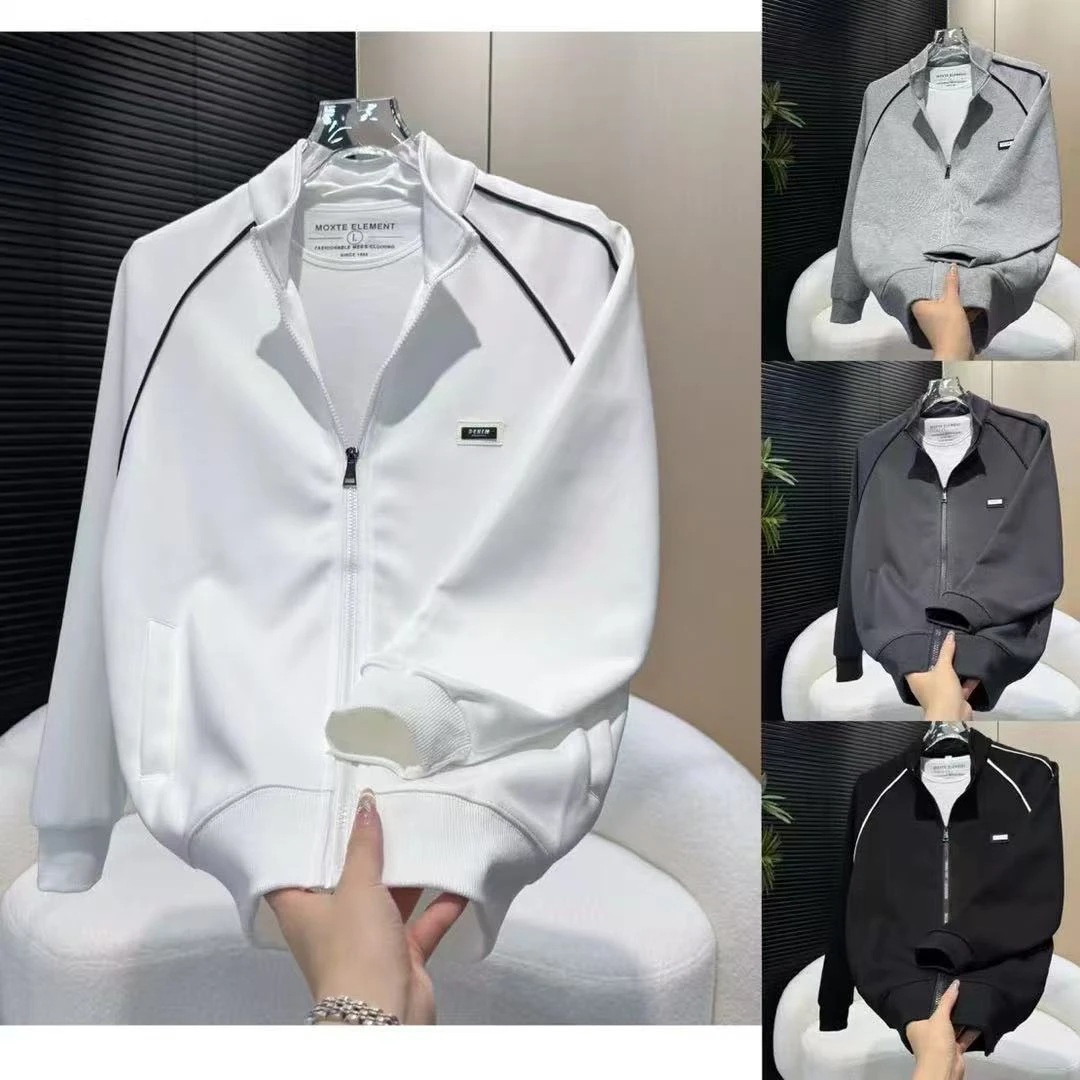 高级感潮牌简约帅气秋季卫衣拉链宽松型立领设计感开衫运动男外套