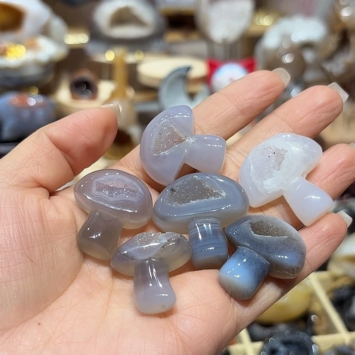 十***八玛瑙/玉髓未镶嵌珠宝奇石蘑菇