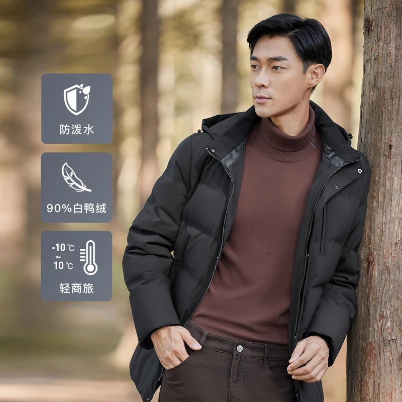 【90%白鸭绒】劲霸男装白鸭绒茄克羽绒服男士冬季厚款外套|NRHG4007