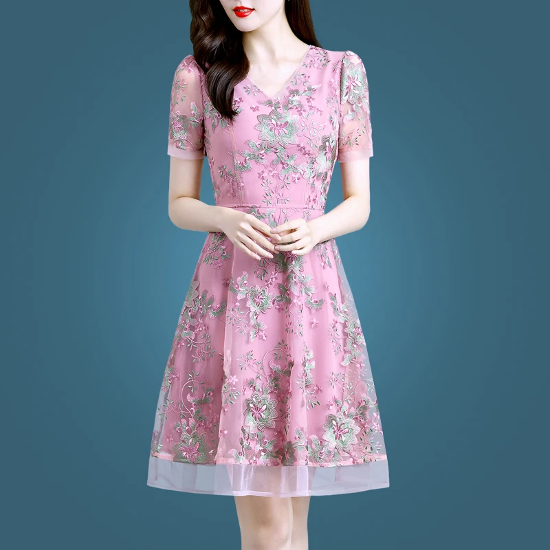 【品牌特价】1957春夏裙子洋气女装时尚气质网纱碎花连衣裙