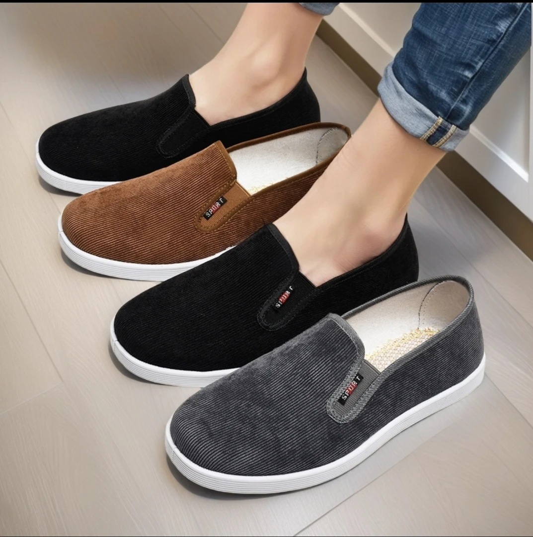 春夏季透气男士鞋子男款老北京灯芯绒休闲布鞋橡胶软底防滑耐磨